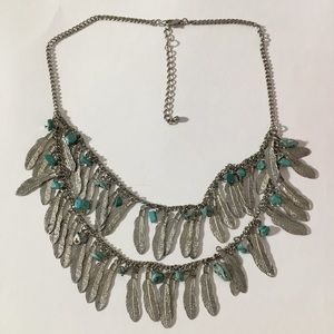 Feather beaded dangle charm tribal necklace